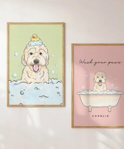 Personalized Pet Portrait Hilarious Bathroom Art for Kids, Custom Pet Gift, Pet in Bathtub, Unique Father's Day Present