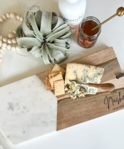 Elegant Marble and Wood Cheese Board Set A Culinary Canvas for Memorable Gatherings