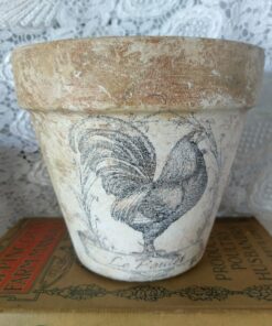 Charming French Country Rooster Terracotta Planter Rustic Hen or Chicken Le Poulet in Distressed Aged Look (4 or 6 in Clay Pot)