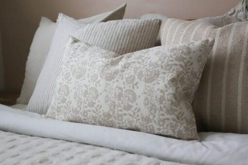 Aria Beige Print Cushion 50x30 with Feather Pad Elevate Your Home Decor with Comfort and Style
