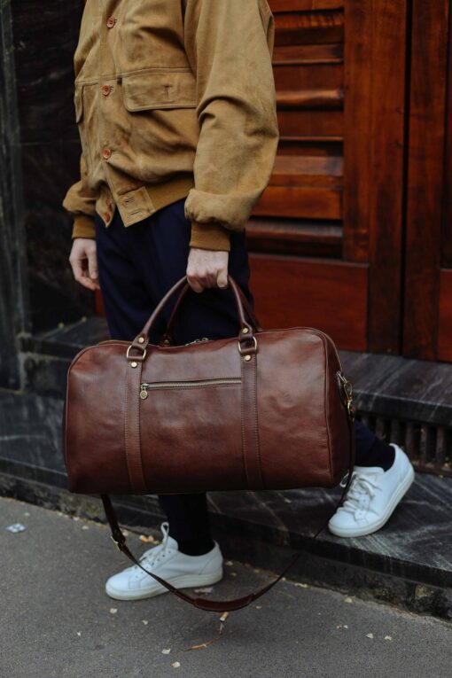 Premium Leather Travel Companion Your Ultimate Weekender and Gym Buddy