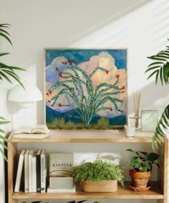 Ocotillo Big Bend National Park Print Vintage Desert Landscape Art for Midcentury Modern Decor