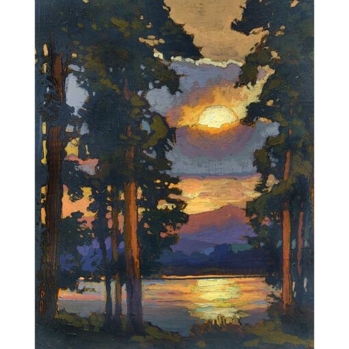 Across the Tranquil Lake A Serene Landscape Painting by Jan Schmuckal