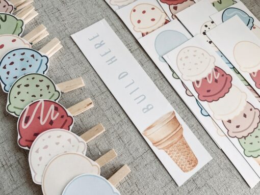 Ice Cream Builder Activity Enhance Fine Motor Skills, Preschool Pattern Learning, and Toddler Fun