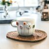 Exquisite Handmade Ceramic Mug with Custom Wood Slice Gift Box A Timeless Treasure for Coffee and Tea Lovers