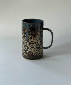 Handmade Cheetah Print Ceramic Mug with Glaze Drip Design Unleash Your Wild Side