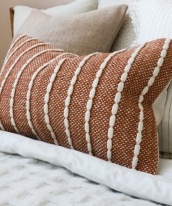 India Rust Textured Stripe Cushion Elevate Your Home Decor with Ethnic Charm