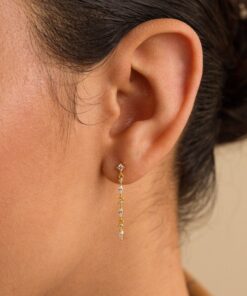 Caitlyn Minimalist Diamond Drop Earrings Dainty Marquise Diamond Dangle Earrings for Weddings and Bridesmaids (ER445)