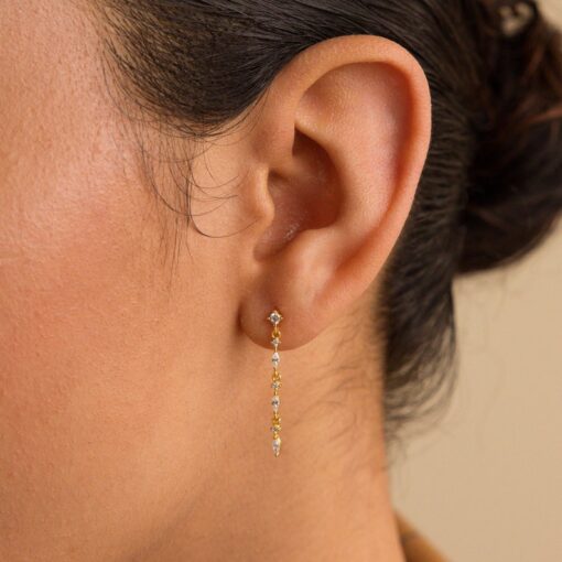 Caitlyn Minimalist Diamond Drop Earrings Dainty Marquise Diamond Dangle Earrings for Weddings and Bridesmaids (ER445)