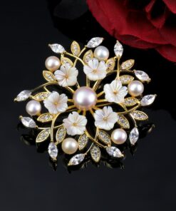 Exquisite Mother's Day Gift Natural Shell Cherry Blossom Brooch for Women
