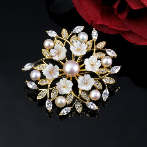 Exquisite Mother's Day Gift Natural Shell Cherry Blossom Brooch for Women