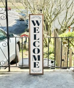 Welcome Home with Style Vertical Welcome Sign for a Warm and Inviting Porch