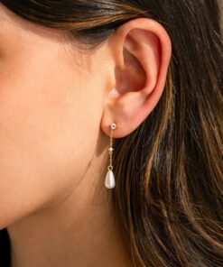 Caitlyn Minimalist Diamond Pearl Chain Earrings Shimmering Elegance for Every Occasion