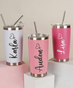 Personalized 20oz Tumbler Custom Travel Mug, Laser Engraved Stainless Steel Water Cup for Bridesmaids
