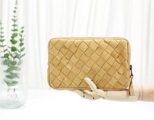 The Chloe Handcrafted Leather Wallet Clutch with Zippered Phone Case