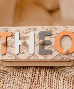 Personalized Vehicle Puzzle Unique Baby Boy Name Gift for First Birthday