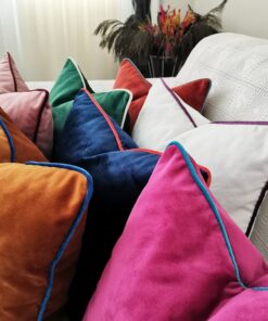 Luxurious Velvet Throw Pillow Covers with Customizable Piping in 26 Vibrant Hues