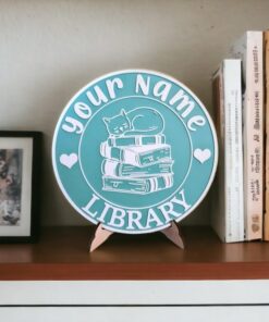 Personalized Library Sign Custom 3D Printed Book Decor for Bookworms