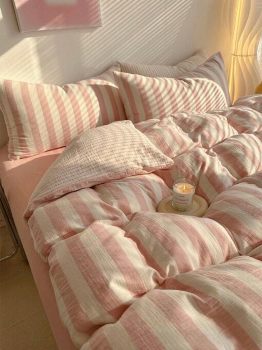 Striped Haven Indulge in the Softness of Double Gauze Cotton Bedding