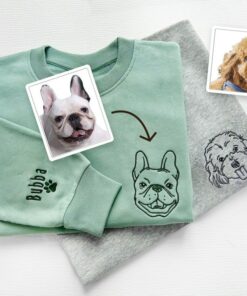 Personalized Pet Portrait Embroidered Sweatshirt Capture Your Furry Friend's Charm