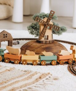 Personalized Wooden Farmer Train with Animals A Sensory and Educational Adventure for Toddlers