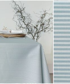 Azure Skies French Coated Tablecloth Elevate Your Dining Experience