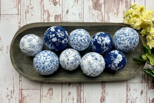 Blue Chinoiserie Decor Ball A Touch of French Toile Charm for Your Farmhouse
