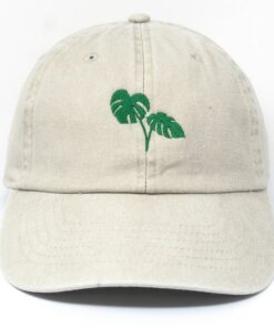 Embroidered Monstera Leaf Baseball Cap Tropical Summer Style with Washed Cotton Comfort