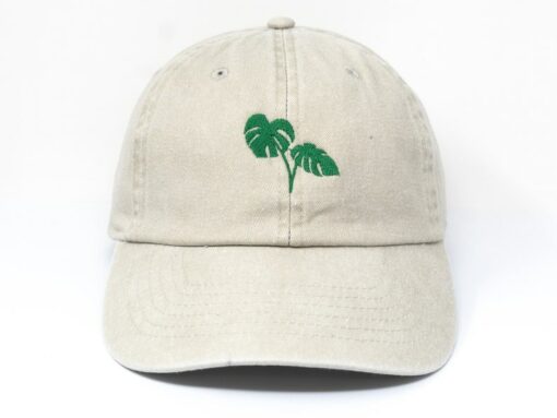 Embroidered Monstera Leaf Baseball Cap Tropical Summer Style with Washed Cotton Comfort