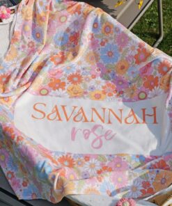Personalized Vintage Floral Baby Blanket A Cherished Keepsake for Your Little Princess