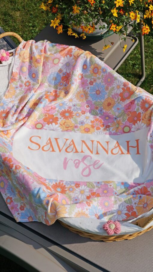 Personalized Vintage Floral Baby Blanket A Cherished Keepsake for Your Little Princess