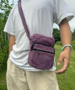 Artisan-Crafted Cotton Crossbody Adjustable Strap, Triple Zip Compartments
