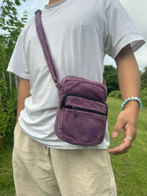 Artisan-Crafted Cotton Crossbody Adjustable Strap, Triple Zip Compartments