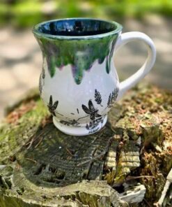 Peacock Purple Dragonfly Stoneware A Majestic Mug for Your Daily Brew