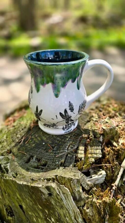 Peacock Purple Dragonfly Stoneware A Majestic Mug for Your Daily Brew