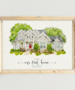Personalized Watercolor House Portrait Capture Your Home's Charm with a Unique Gift