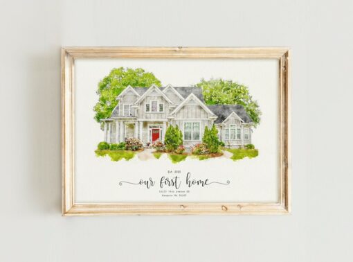 Personalized Watercolor House Portrait Capture Your Home's Charm with a Unique Gift