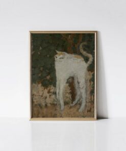 Vintage Cat Art Le Chat Blanc, the Purrfect Meme Cat Painting for Cat Lovers