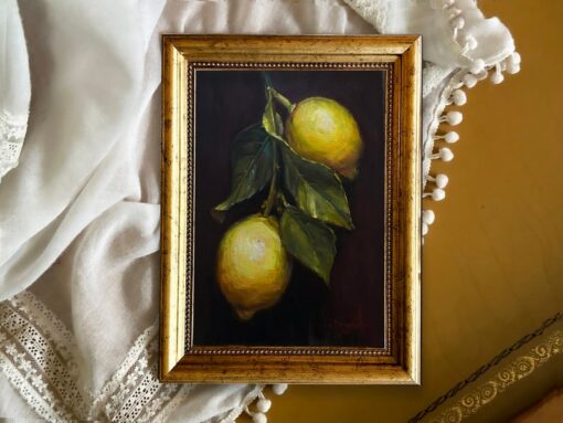 Vibrant Lemon Still Life Unframed Fine Art Print for Kitchen Decor and Citrus Home Accents