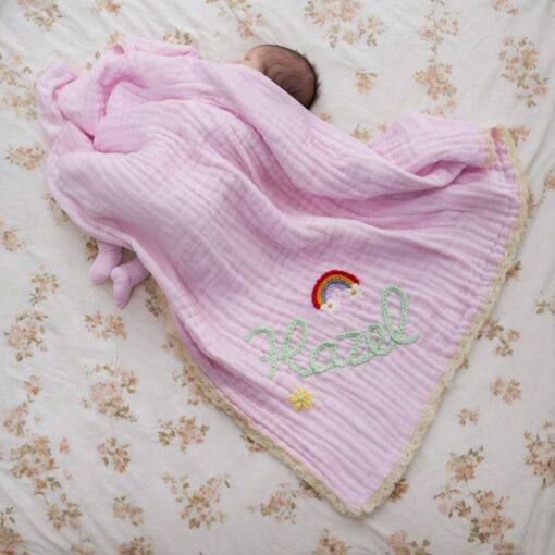 Personalized Baby Blanket Embroidered Name, Soft Lace, Perfect Gift for Newborns and Baby Showers