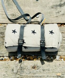 Tweedmill Newbury Quilted Picnic Blanket Waterproof, Cotton, UK-Made, Neutral Stars