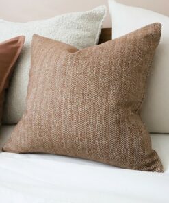Tia Rust Herringbone Textured Throw Pillow