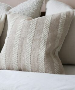 Cozy Comfort India Beige Rope Stripe Cushion for Serene Ambiance