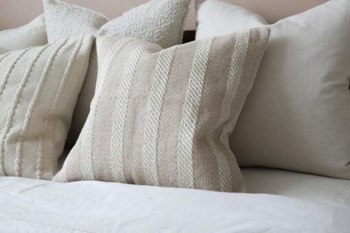 Cozy Comfort India Beige Rope Stripe Cushion for Serene Ambiance