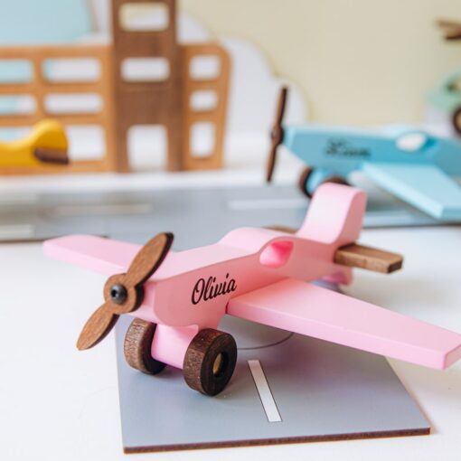 16 Vibrant Aircrafts Personalized Wooden Toys for Imaginative Play and Sensory Development