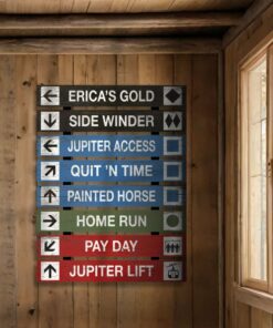 Personalized Ski Trail Signs Vintage Lodge Charm for Your Rustic Retreat