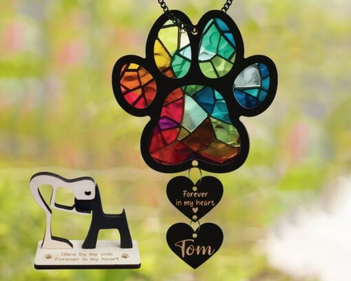 Cherished Memories Dog Memorial Suncatcher, Honoring the Rainbow Bridge Journey