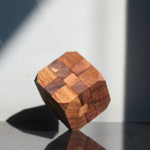 Hidden Passage Intricate Wooden Cube Puzzle for Adults - Handmade 3D Brain Teaser