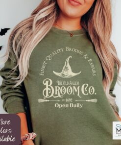 Bewitching Halloween Sweatshirt Embrace the Spooky Spirit with Salem Broom Company's Vintage Charm
