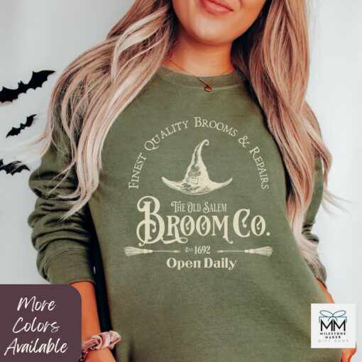 Bewitching Halloween Sweatshirt Embrace the Spooky Spirit with Salem Broom Company's Vintage Charm